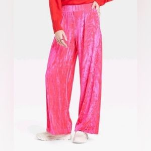 Target - A New Day - Fuchsia Pink Crushed Velvet Wide Leg Pants